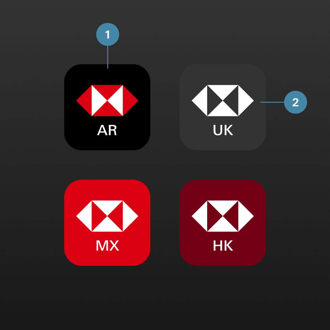 Image showing our improved app tiles for different business segments in dark mode.